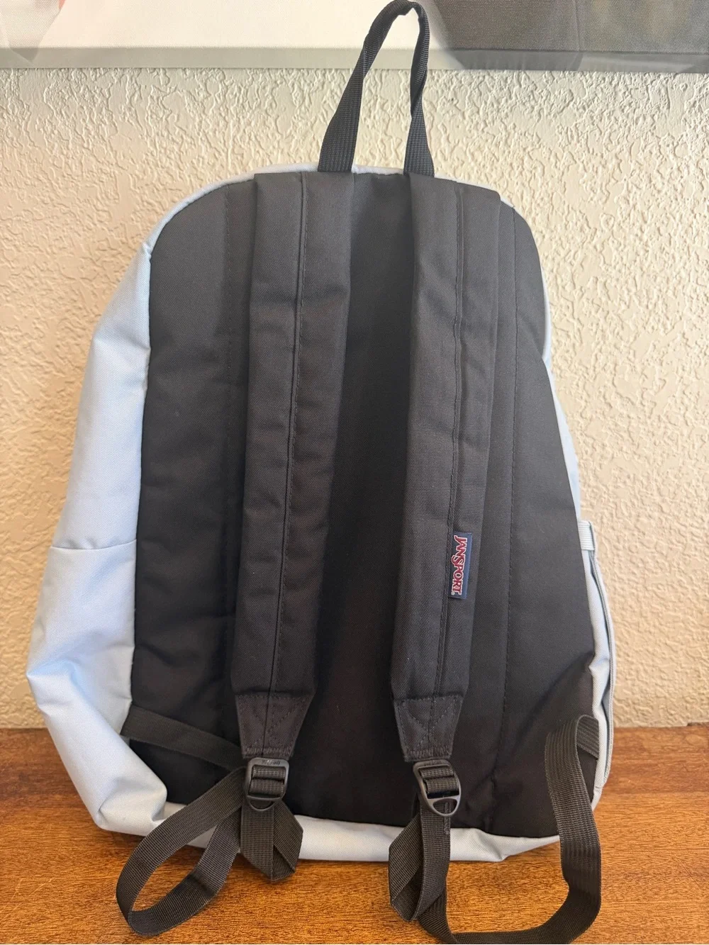 JanSport SuperBreak Backpack Light Blue School Book Travel Daypack Water Bottle